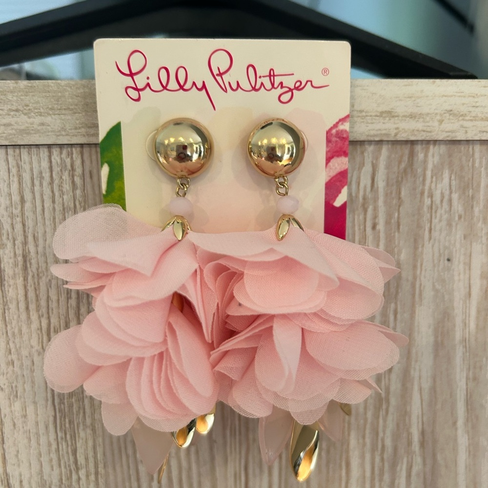 Lilly Pulitzer Pink and Gold Floral Earrings